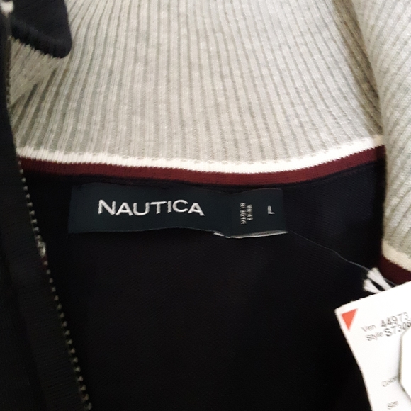 Nautica NWT Sweater.Zippered Neckline. Blk/ Blue - Picture 4 of 5